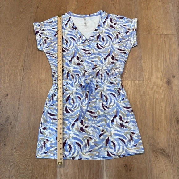 Lou & Grey Abstract Print V-Neck French Terry Mini Dress | M | Beach | Casual - Picture 5 of 5